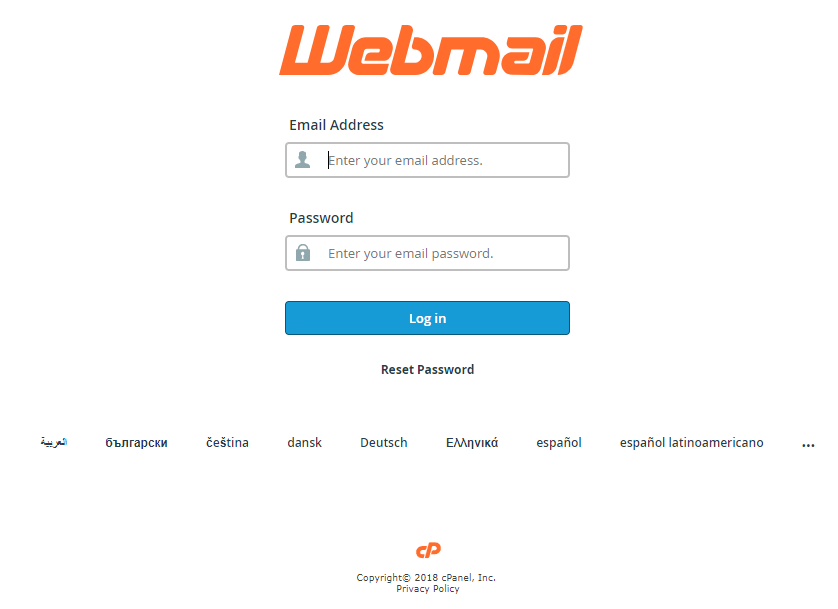 WebMail Login Screen