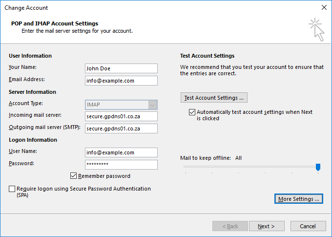 Pop-imap-settings