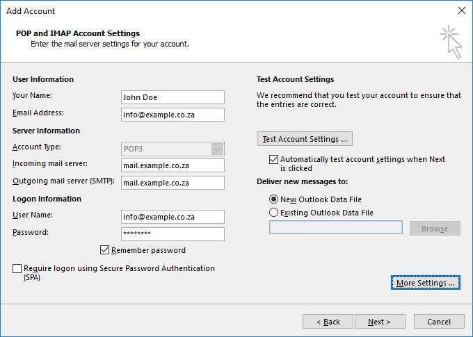 Pop-imap-settings